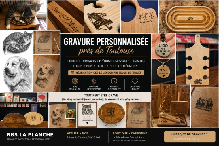 Gravure personnalisée près de Toulouse, Atelier RBS La Planche